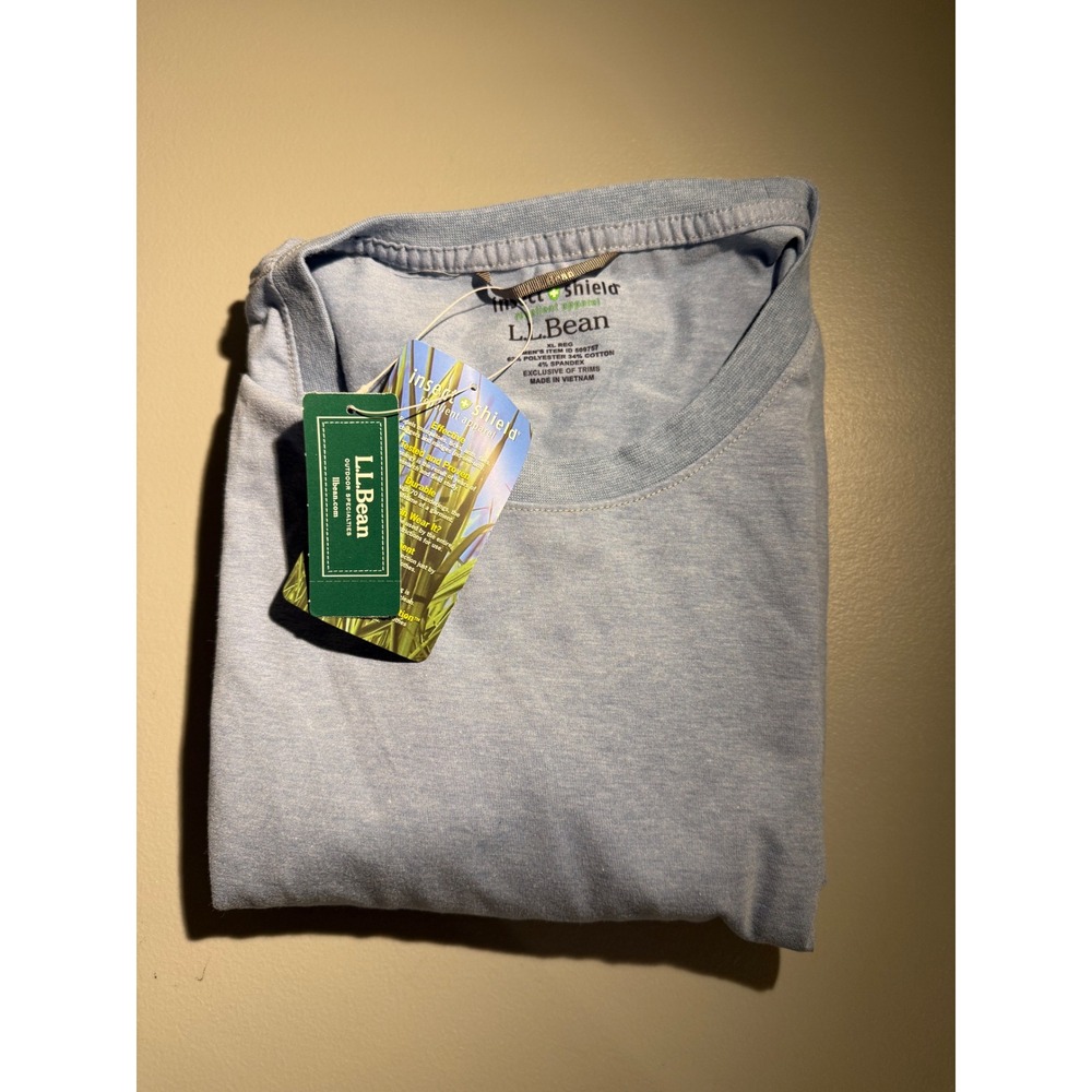 LL Bean Insect Shield Field Tee LS Mens XL Baltic Blue 509757 NWT